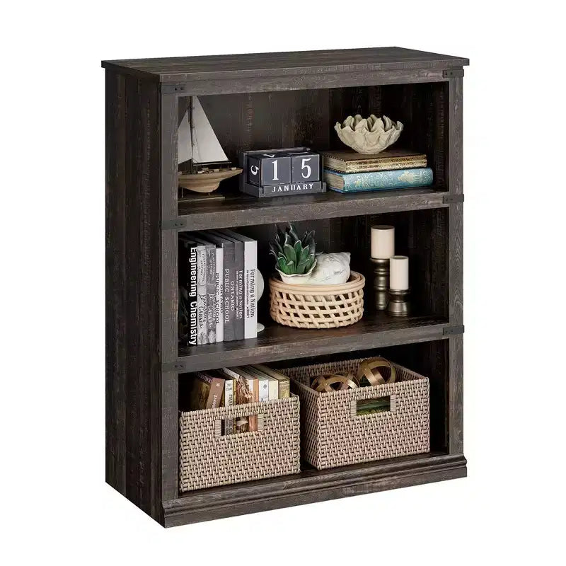 Libreria a 3 ripiani, Scaffali autoportanti 100 cm, Libreria alta per casa, ufficio, soggiorno, Arredo Decorativo