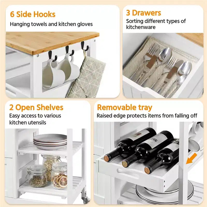 Isola da cucina mobile carrello da cucina con armadietto e cassetto