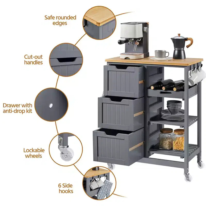 Isola da cucina mobile carrello da cucina con armadietto e cassetto
