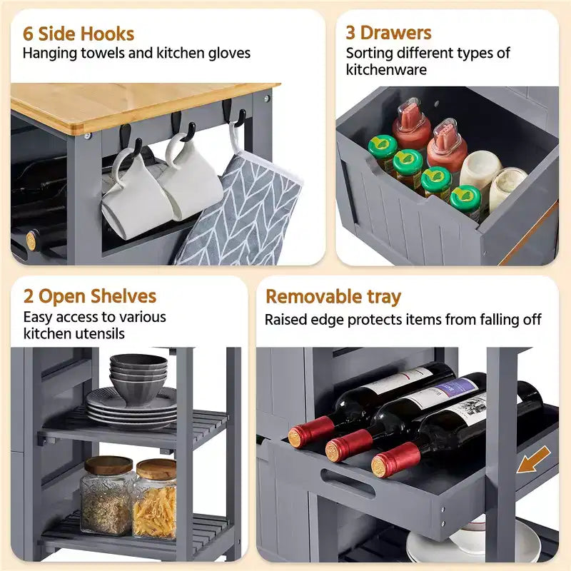 Isola da cucina mobile carrello da cucina con armadietto e cassetto