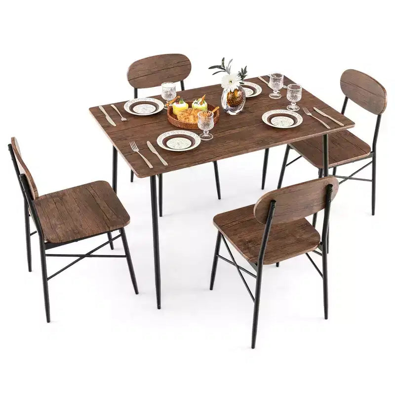 Tavolo da pranzo da 5 pezzi per 4 persone, arredamento moderno per cucina e sala da pranzo