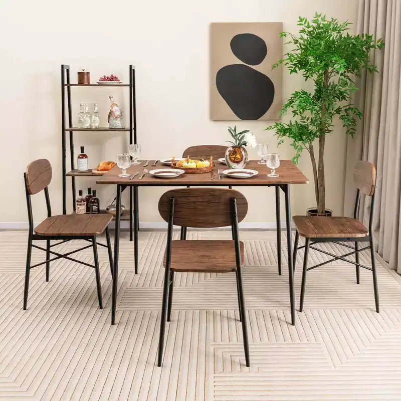 Tavolo da pranzo da 5 pezzi per 4 persone, arredamento moderno per cucina e sala da pranzo