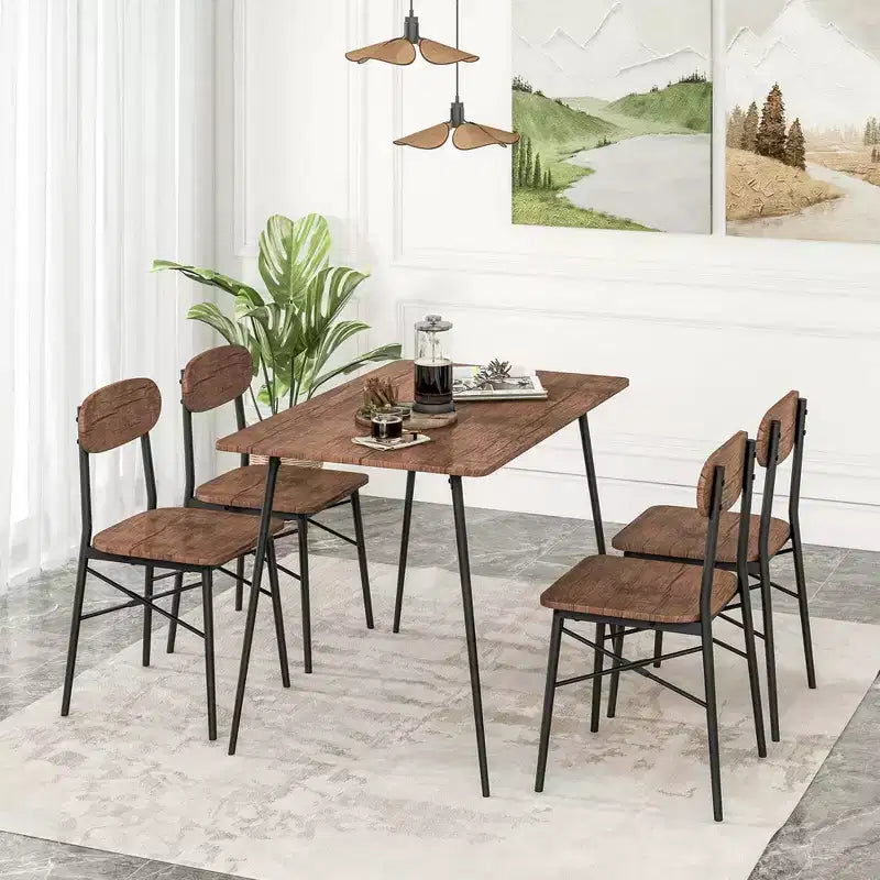 Tavolo da pranzo da 5 pezzi per 4 persone, arredamento moderno per cucina e sala da pranzo