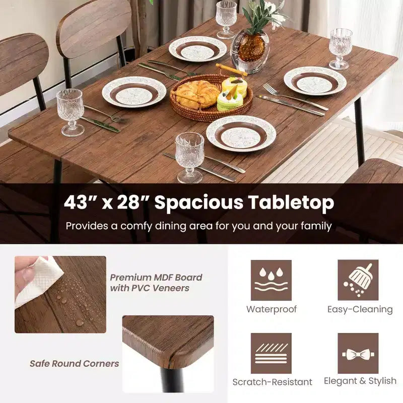 Tavolo da pranzo da 5 pezzi per 4 persone, arredamento moderno per cucina e sala da pranzo
