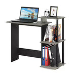 Scrivania moderna per computer, tavolo da studio/lavoro per ufficio, workstation con supporto CPU e libreria aperta, Rovere Grigio/Nero