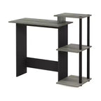 Scrivania moderna per computer, tavolo da studio/lavoro per ufficio, workstation con supporto CPU e libreria aperta, Rovere Grigio/Nero