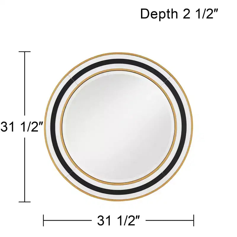 Specchio da parete rotondo Cape Cod per bagno, con vetro bisellato e cornice moderna nera, bianca o dorata, diametro 31 1/2