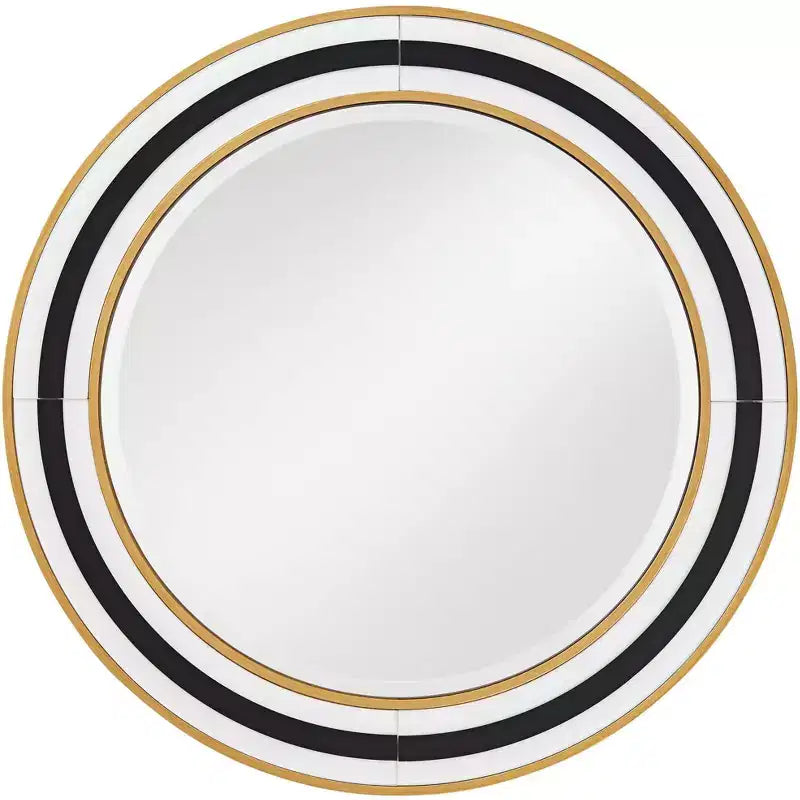 Specchio da parete rotondo Cape Cod per bagno, con vetro bisellato e cornice moderna nera, bianca o dorata, diametro 31 1/2