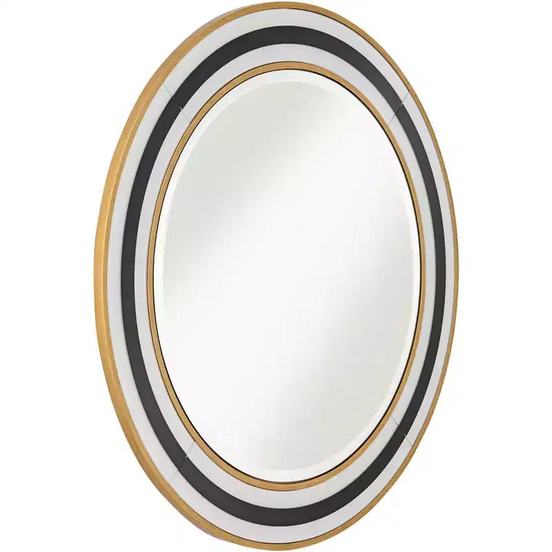 Specchio da parete rotondo Cape Cod per bagno, con vetro bisellato e cornice moderna nera, bianca o dorata, diametro 31 1/2