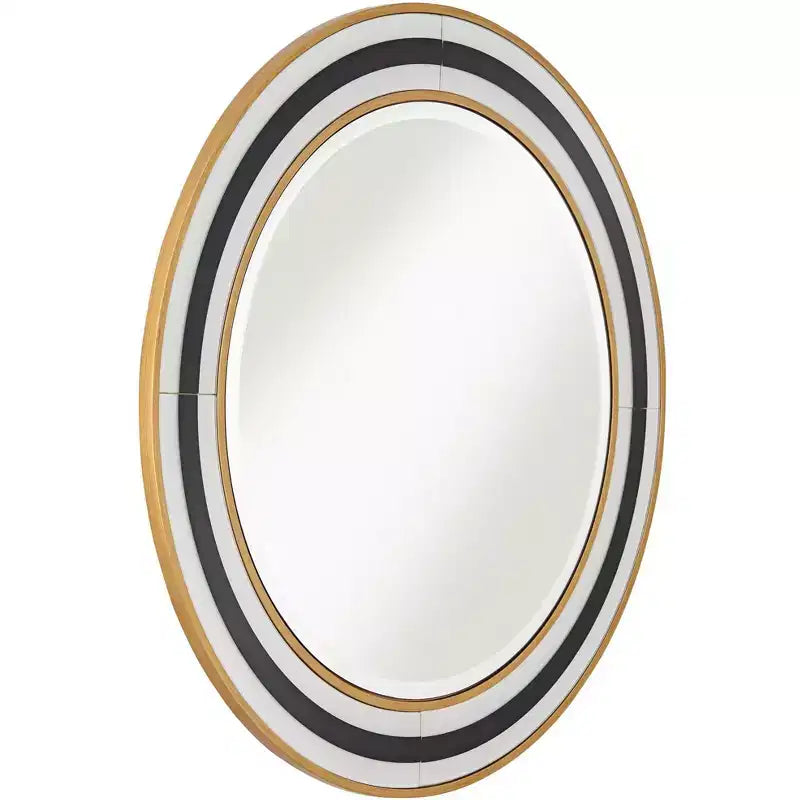 Specchio da parete rotondo Cape Cod per bagno, con vetro bisellato e cornice moderna nera, bianca o dorata, diametro 31 1/2