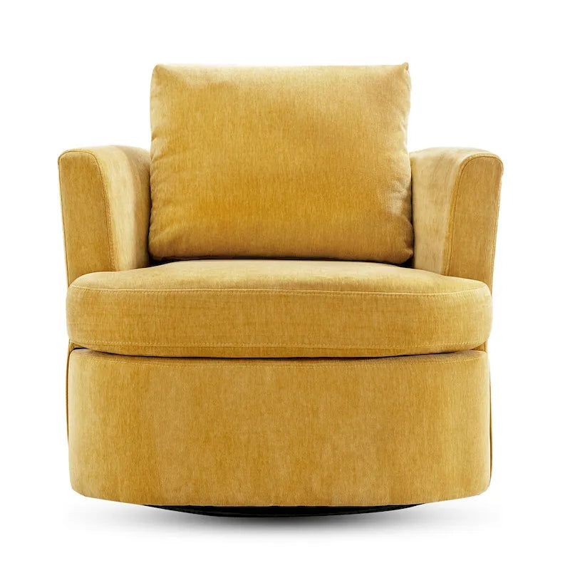 Modern Chenille Upholstered Swivel Accent Barrel Chair Set Modern Swivel Armchair for Living Room