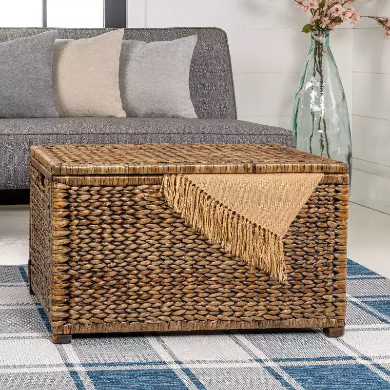 happimess Anada 30 Handwoven Wicker Weave Storage Trunk