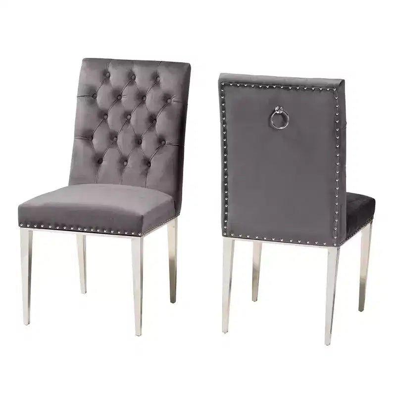 Sedia da pranzo Caspera in velluto e metallo, stile glam contemporaneo e lussuoso