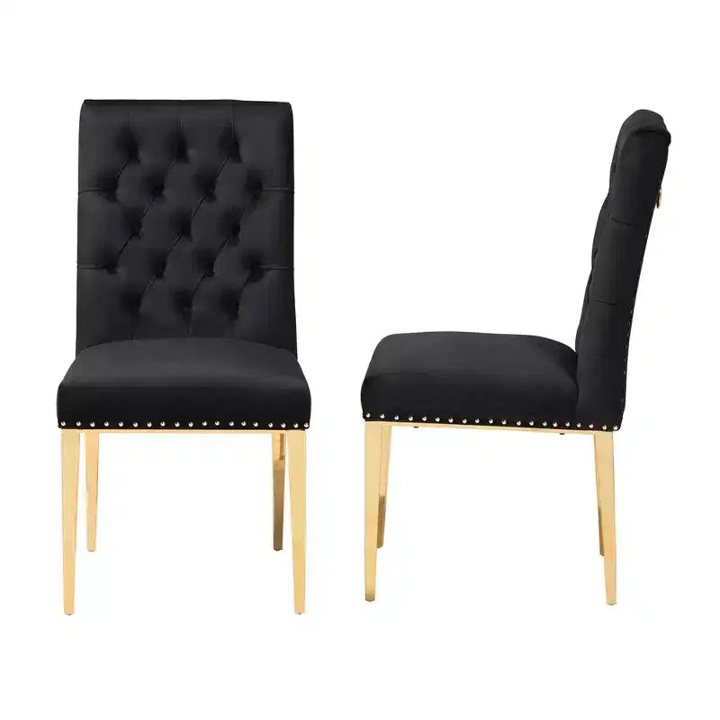 Sedia da pranzo Caspera in velluto e metallo, stile glam contemporaneo e lussuoso