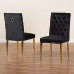Sedia da pranzo Caspera in velluto e metallo, stile glam contemporaneo e lussuoso