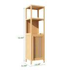 Mobiletto alto da bagno in bambù da 132 cm con 2 ripiani aperti e 1 anta, naturale