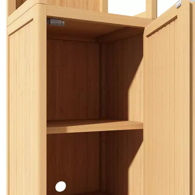 Mobiletto alto da bagno in bambù da 132 cm con 2 ripiani aperti e 1 anta, naturale