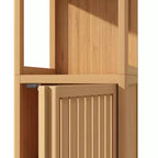 Mobiletto alto da bagno in bambù da 132 cm con 2 ripiani aperti e 1 anta, naturale