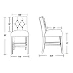 Sgabello da bancone trapuntato in tessuto di lino da 24", grigio