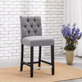 Sgabello da bancone trapuntato in tessuto di lino da 24", grigio