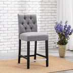 Sgabello da bancone trapuntato in tessuto di lino da 24", grigio