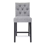 Sgabello da bancone trapuntato in tessuto di lino da 24", grigio