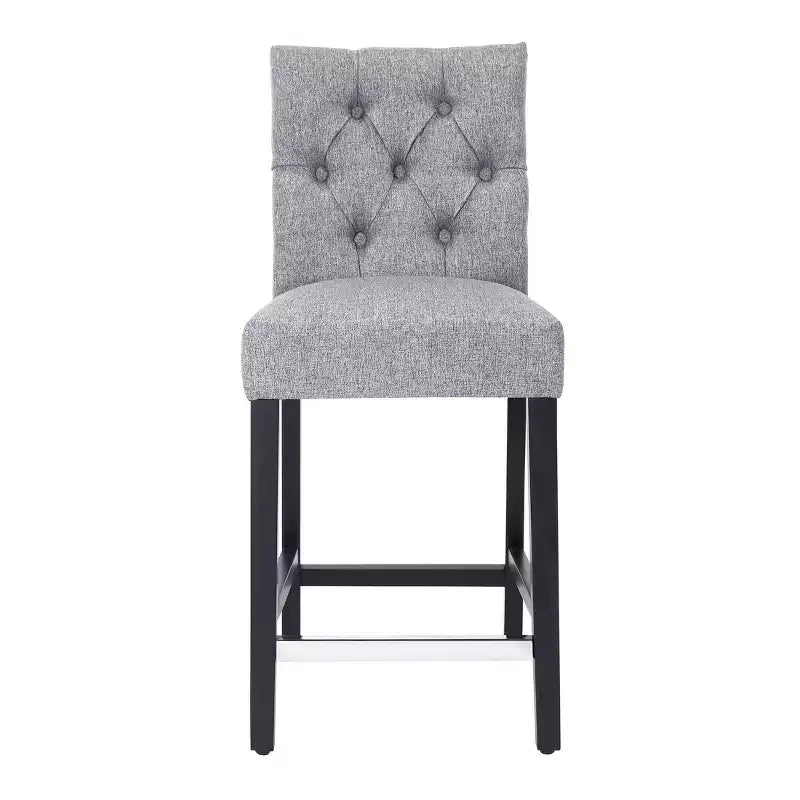 Sgabello da bancone trapuntato in tessuto di lino da 24", grigio