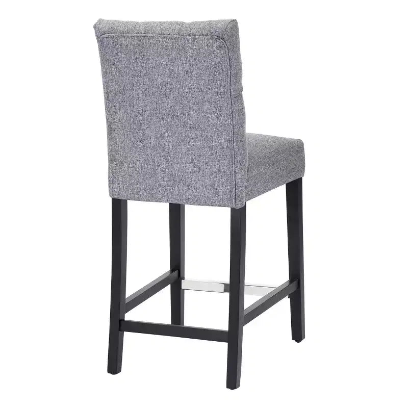 Sgabello da bancone trapuntato in tessuto di lino da 24", grigio