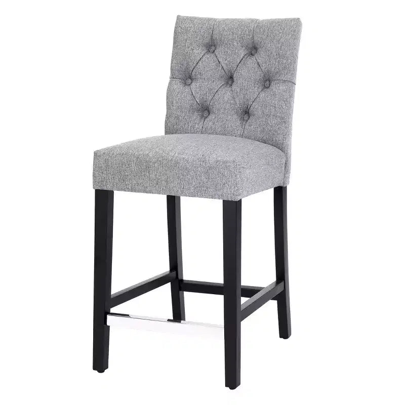 Sgabello da bancone trapuntato in tessuto di lino da 24", grigio