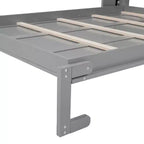 Letto a scomparsa matrimoniale/queen-size con mensole, bianco/grigio
