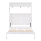 Letto a scomparsa matrimoniale/queen-size con mensole, bianco/grigio