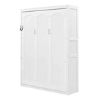 Letto a scomparsa matrimoniale/queen-size con mensole, bianco/grigio