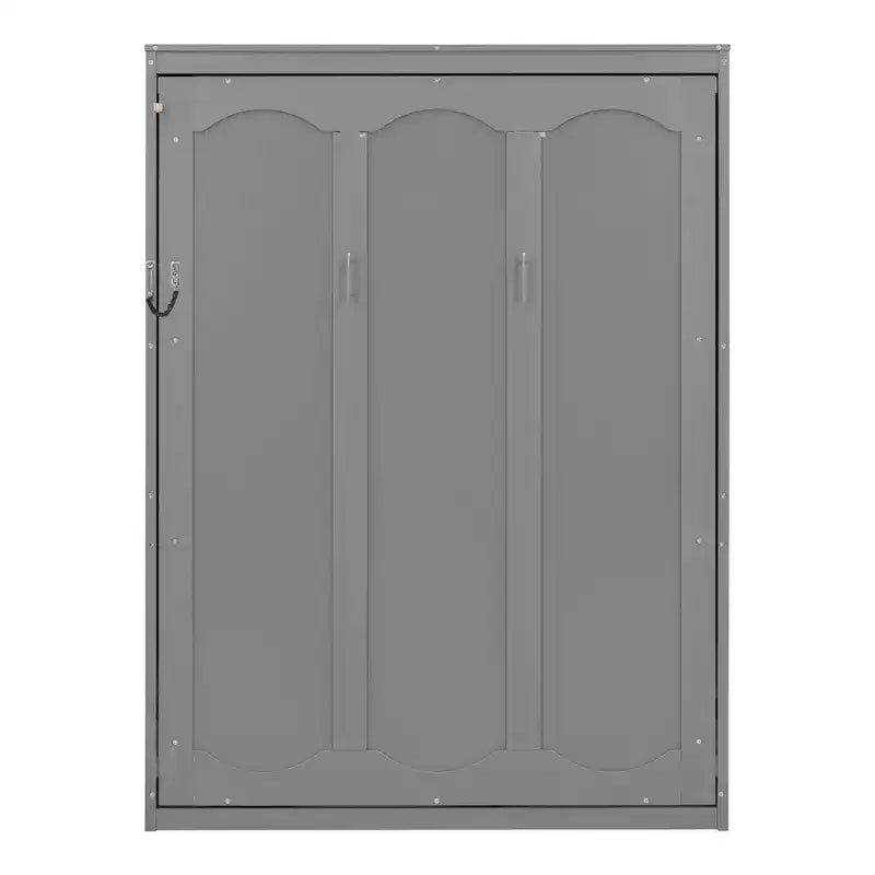 Letto a scomparsa matrimoniale/queen-size con mensole, bianco/grigio