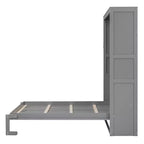 Letto a scomparsa matrimoniale/queen-size con mensole, bianco/grigio
