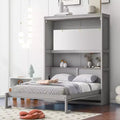 Letto a scomparsa matrimoniale/queen-size con mensole, bianco/grigio