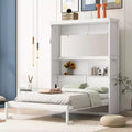 Letto a scomparsa matrimoniale/queen-size con mensole, bianco/grigio