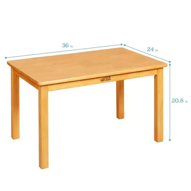 Tavolo Quadrato in Legno Massello da 61 cm con Gambe da 51 cm e Sedie da 25 cm - Set da 3 Pezzi