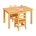 Tavolo Quadrato in Legno Massello da 61 cm con Gambe da 51 cm e Sedie da 25 cm - Set da 3 Pezzi