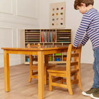 Tavolo Quadrato in Legno Massello da 61 cm con Gambe da 51 cm e Sedie da 25 cm - Set da 3 Pezzi