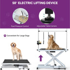 Table de Toilettage Électrique Professionnelle pour Grands Chiens Table de Toilettage Robuste pour Animaux avec Bras de Toilettage en Aluminium - 127 cm L