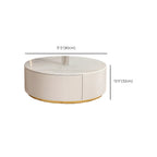 White Modern Round Drum Wood Drawer Coffee Table