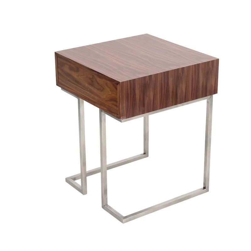 Tavolino Carson Carrington Siuntio Romano Contemporaneo in Legno di Noce e Acciaio Inossidabile con Cassetto