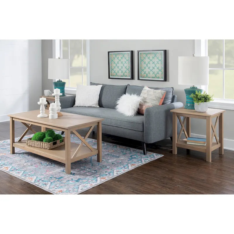 Tavolino laterale con base a X Ripplewood Farmhouse