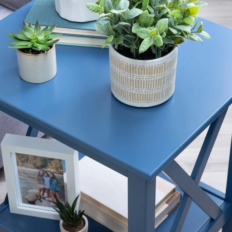 Tavolino laterale con base a X Ripplewood Farmhouse