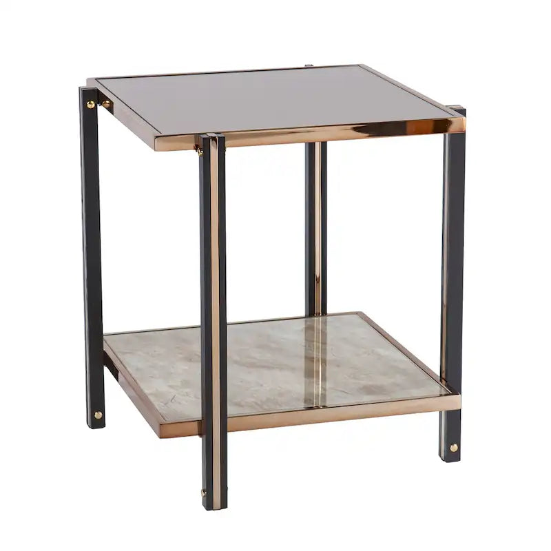 SEI Furniture Thornberry Tavolino laterale transizionale in metallo color champagne