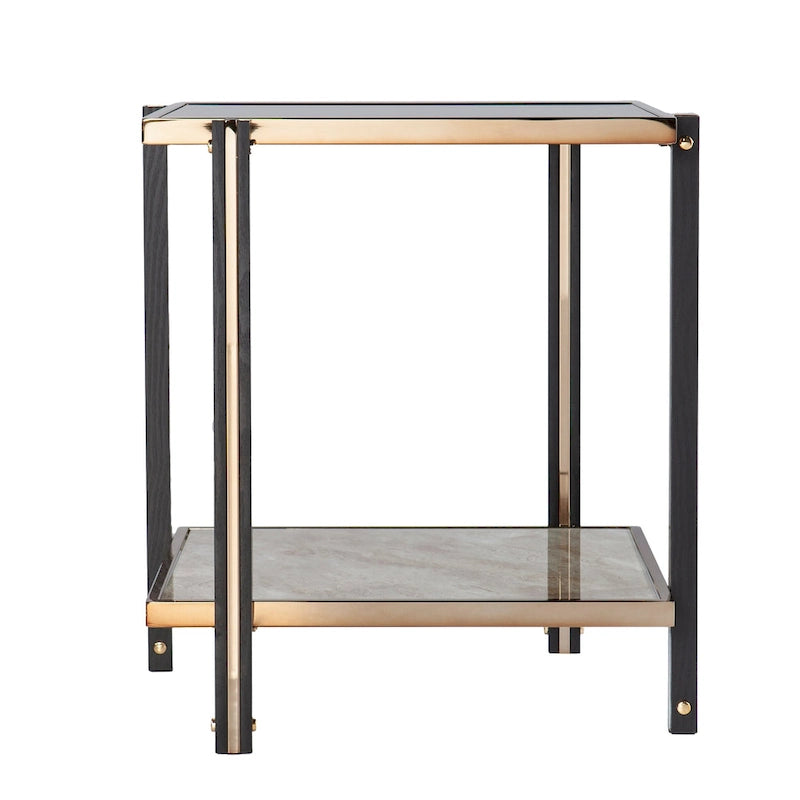 SEI Furniture Thornberry Tavolino laterale transizionale in metallo color champagne