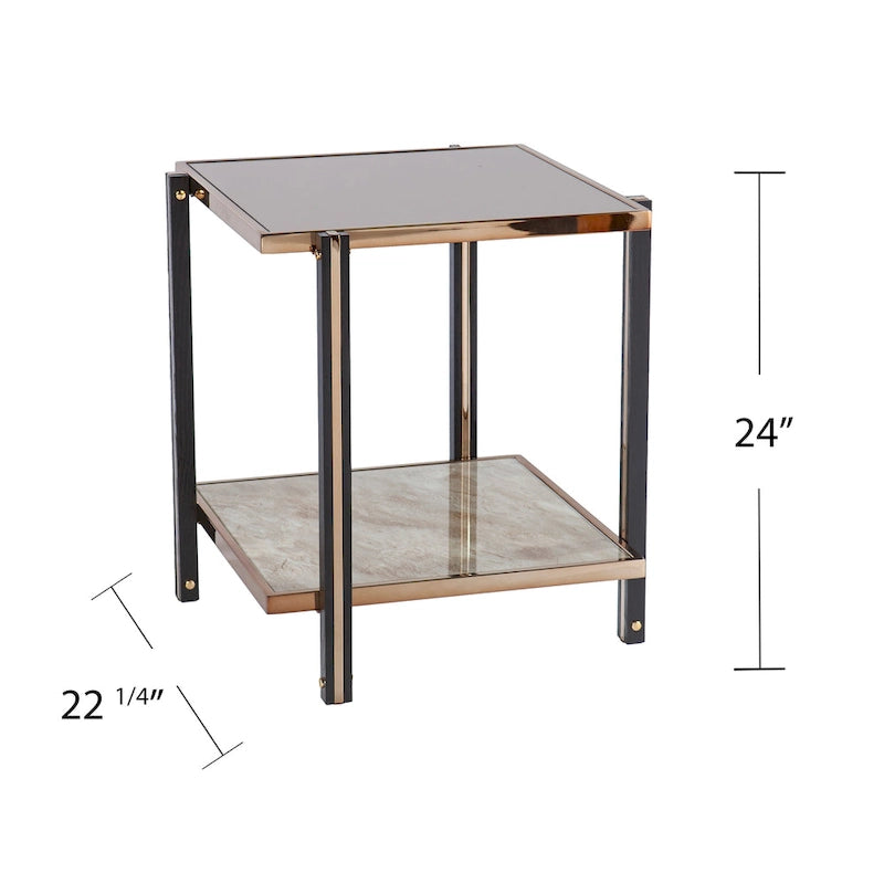 SEI Furniture Thornberry Tavolino laterale transizionale in metallo color champagne