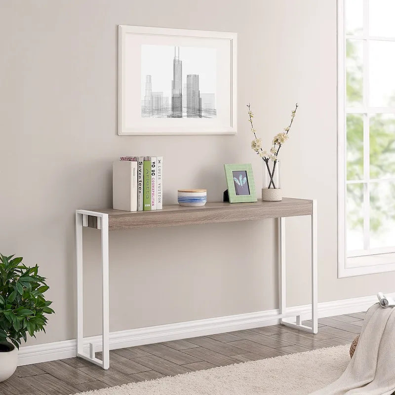 SEI Furniture Macen Tavolo Consolle Industriale Moderno Stretto