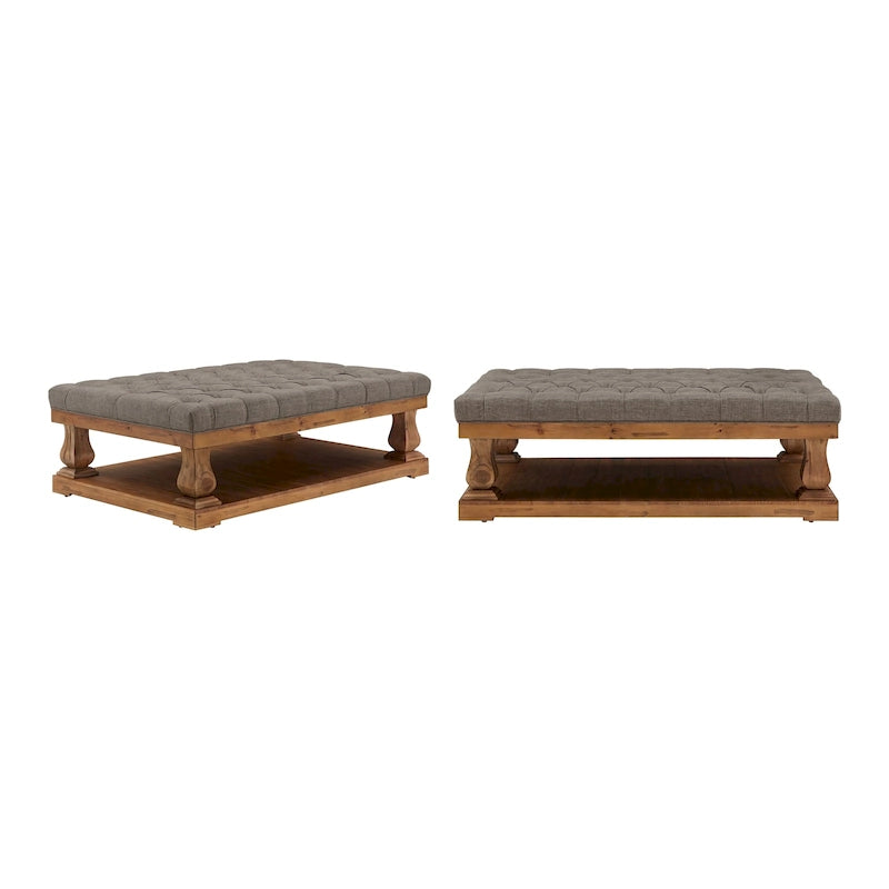 Pouf rettangolare in lino con colonnine Gdansk