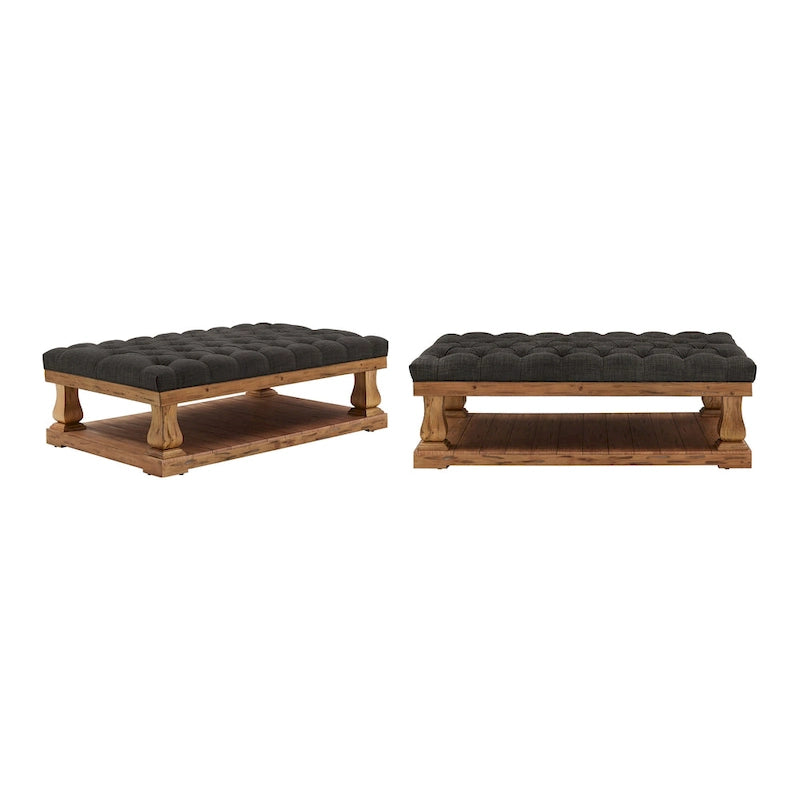 Pouf rettangolare in lino con colonnine Gdansk